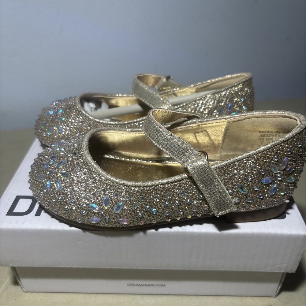 DREAM PAIRS Girls Angel Rhinestone Studded Slip Size 7 Kids - Picture 2 of 6